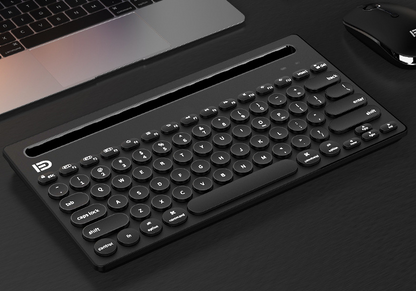 Wireless Bluetooth Round Keys Keyboard - Phone / Tablet Holder