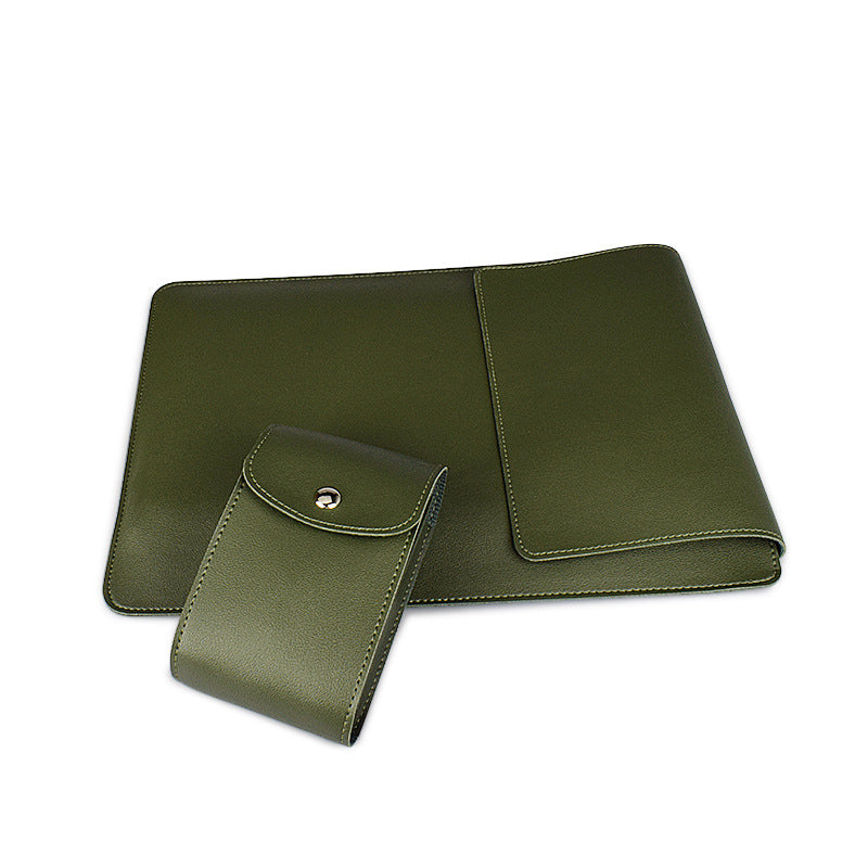 Housse et support de protection en cuir imperméable pour ordinateur portable 2 en 1 + tapis de souris