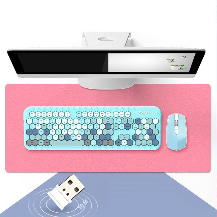 Wireless Waterproof Mechanical Keyboard & Mouse Set - Hexagonal Keys