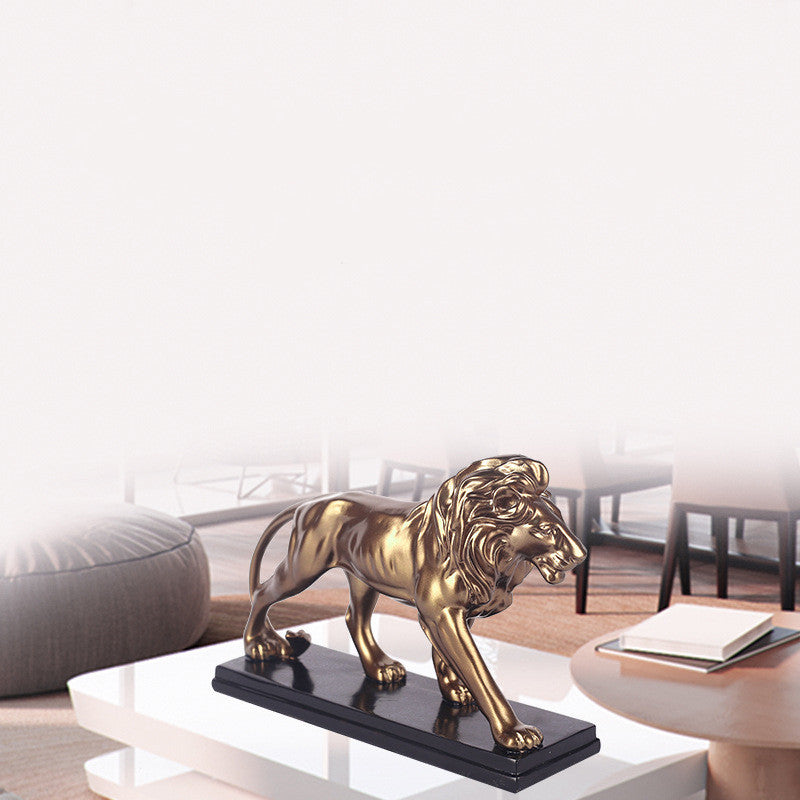 Stylish / Decorative Wooden Lion Desk Statue