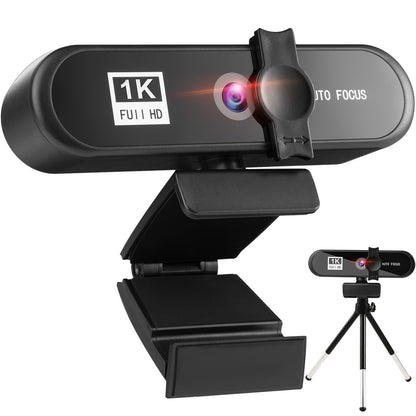 Cámara web con enfoque automático Full HD 4K / 2K / 1080p - Micrófono incorporado + trípode