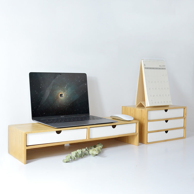 Base elevada de madera para computadora portátil / monitor de computadora - Con cajones