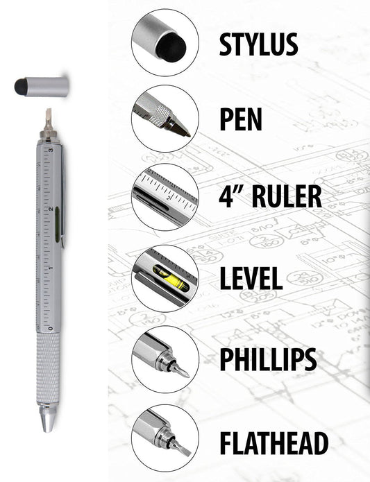 Stylet/outil en métal 6 en 1, stylo à bille pour écran tactile